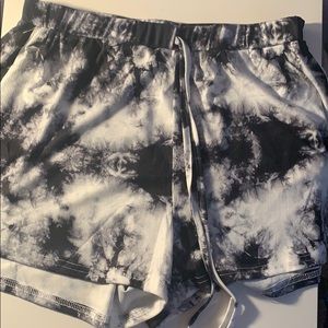 Black and white tie dye shorts
